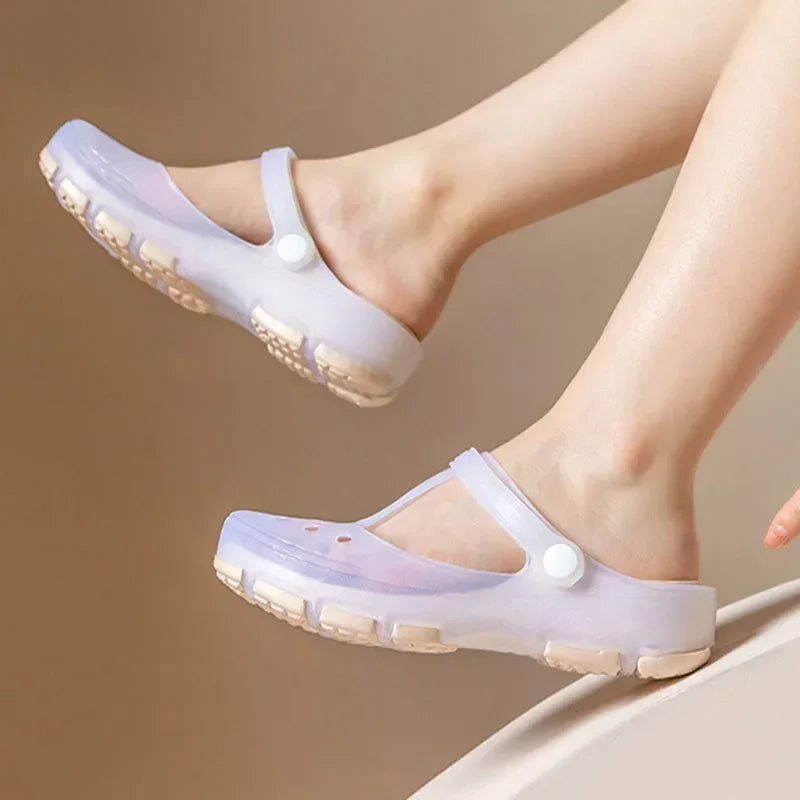 2025 Summer Hot Sale Women's Sandals Non Slip Soft Soled Jelly Daily Slip-on Clogs Casual Shoes Fashion Printing Beach Slippers