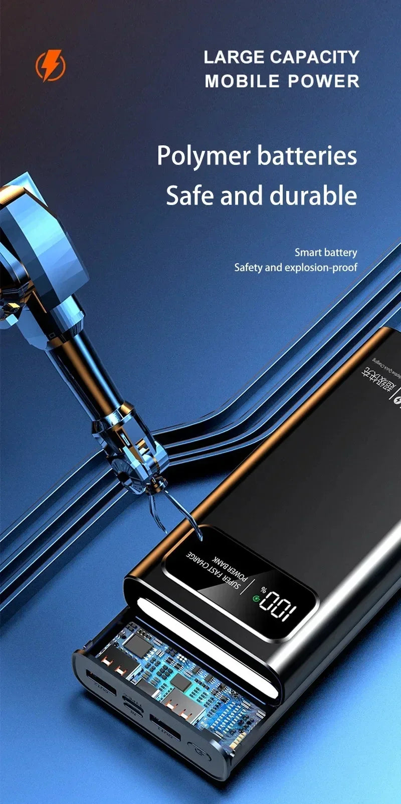 Xiaomi 200000mAh LED Digital Display Power Bank High Capacity 120W Super Fast Charging Portable External Battery For IPhone New