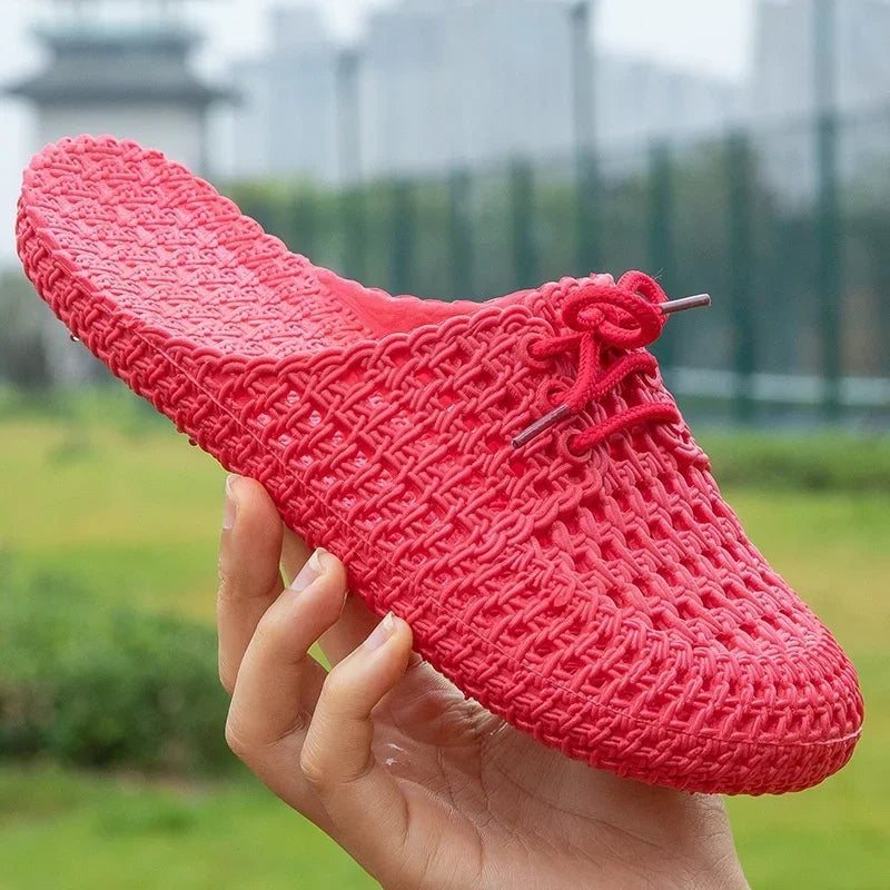 Women's Sandals Summer Hollow Toecap Female Flat Slippers Outdoor Casual Beach Solid Color Breathable Soft Ladies Hole Sandals