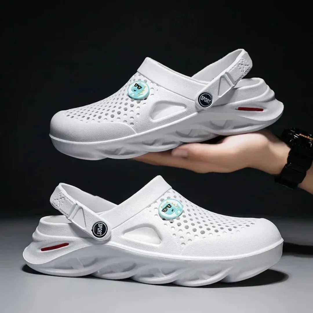 2025 summer waterproof and anti-slip men's and women's slippers, men's casual sandals, outdoor crocs, soft outdoor beach shoes