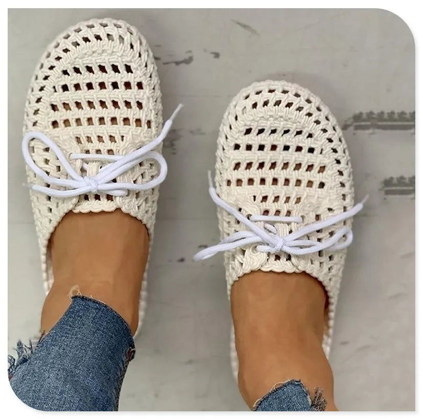 Women's Sandals Summer Hollow Toecap Female Flat Slippers Outdoor Casual Beach Solid Color Breathable Soft Ladies Hole Sandals