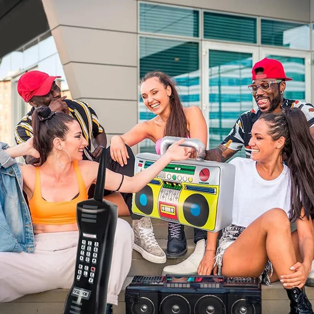 2 Pcs Set Of 90s Inflatable Radio Toys, Party Decorations, Phone Shaped Balloon Toys Hip-Hop Themed Disco Birthday Party Props