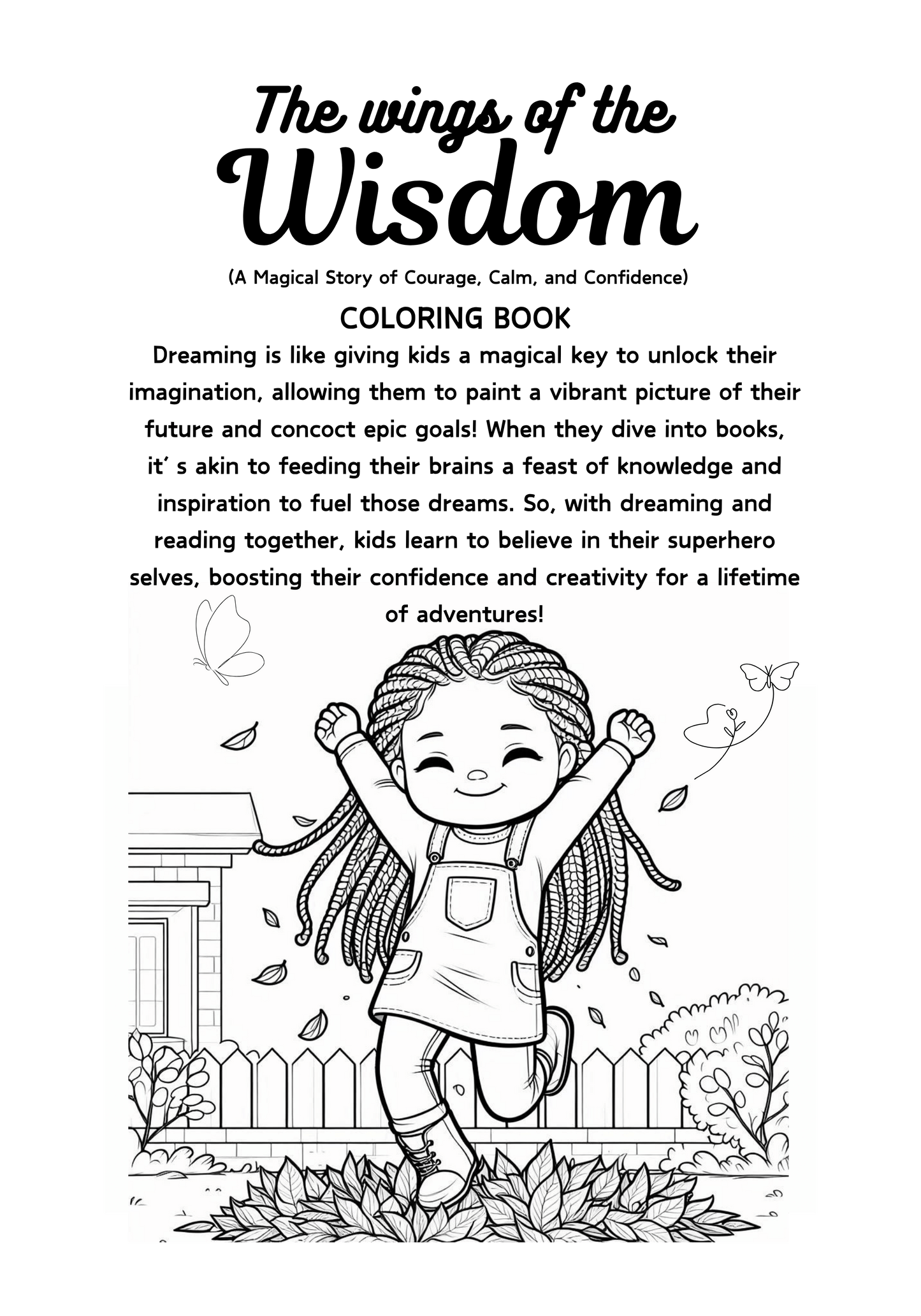 affirmation coloring book for girls cover – Believing in Me
inspirational coloring journal with butterflies and hearts
child coloring empowering self-love pages from book