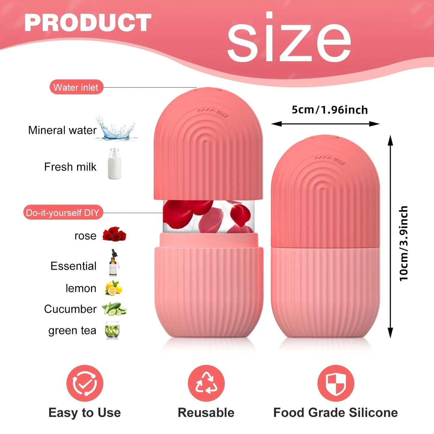 1pc Silicone Ice Roller for Face - Battery-Free Skincare Tool with Ergonomic Handle, Fragrance-Free & Alcohol-Free Design for Puffiness & Redness Relief, Hydrating Facial Massage to Improve Circulation & Glow - Daily Skincare