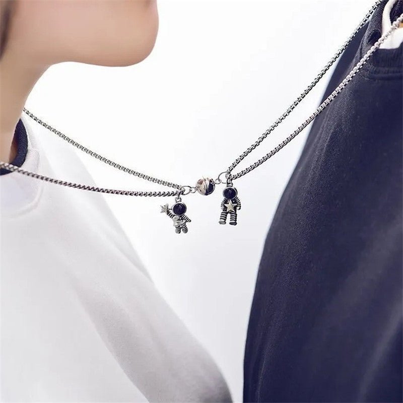 Astronaut Couple Necklace Magnet Attracts Each Other - Metamorphosis Creations