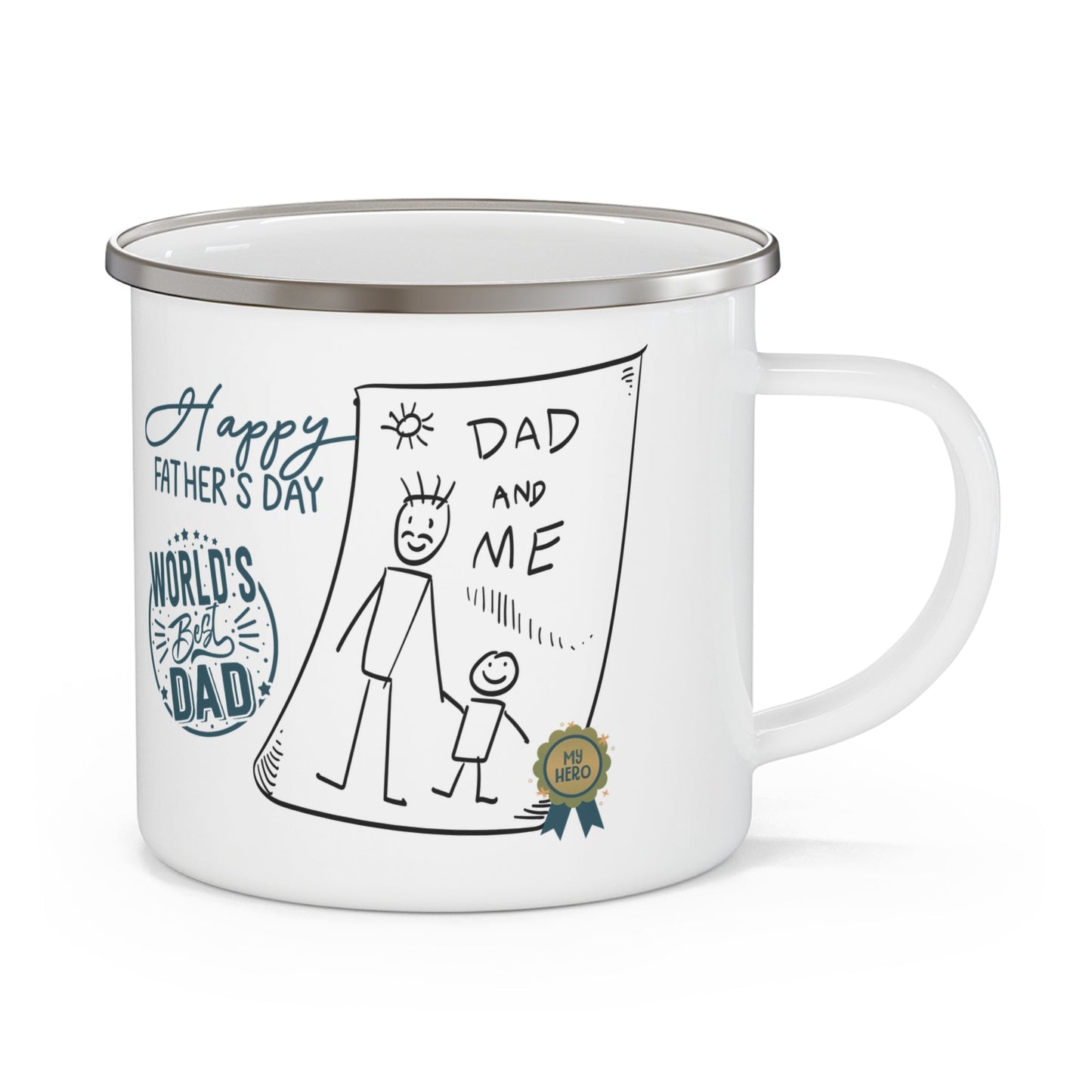 Best Dad Mug Masculine Design Mug Sentimental Father's Gift Enamel Camping Mug - Metamorphosis Creations