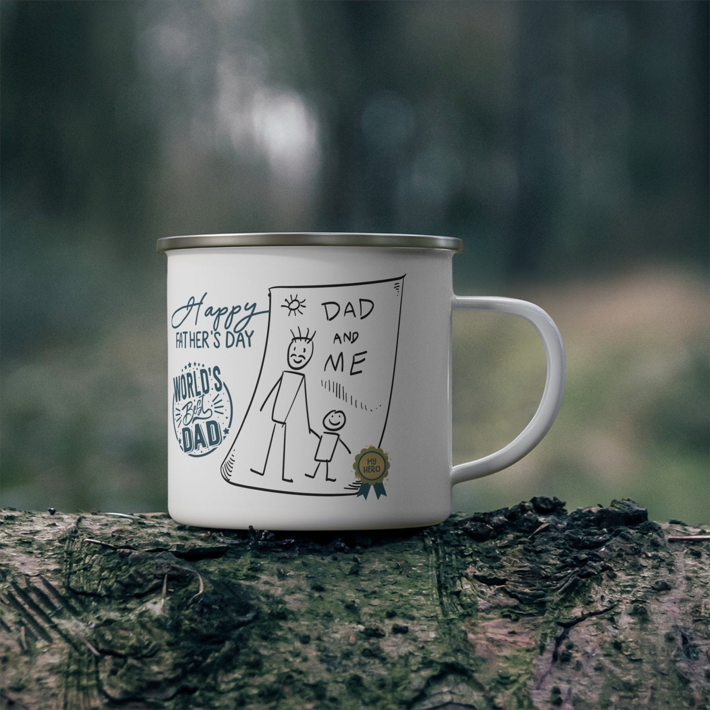 Best Dad Mug Masculine Design Mug Sentimental Father's Gift Enamel Camping Mug - Metamorphosis Creations