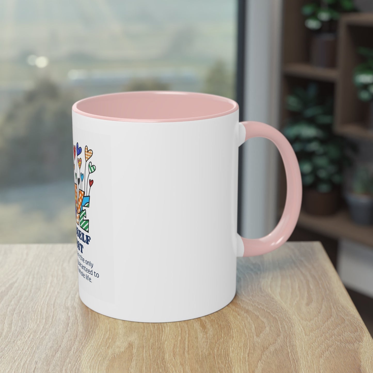 Boho Hippie Mugs for Free Spirits Inspirational Two - Tone Coffee Mug, Love Yourself First, Self - Care Gift, Motivation Mug, Affirmation Drinkware - Metamorphosis Creations