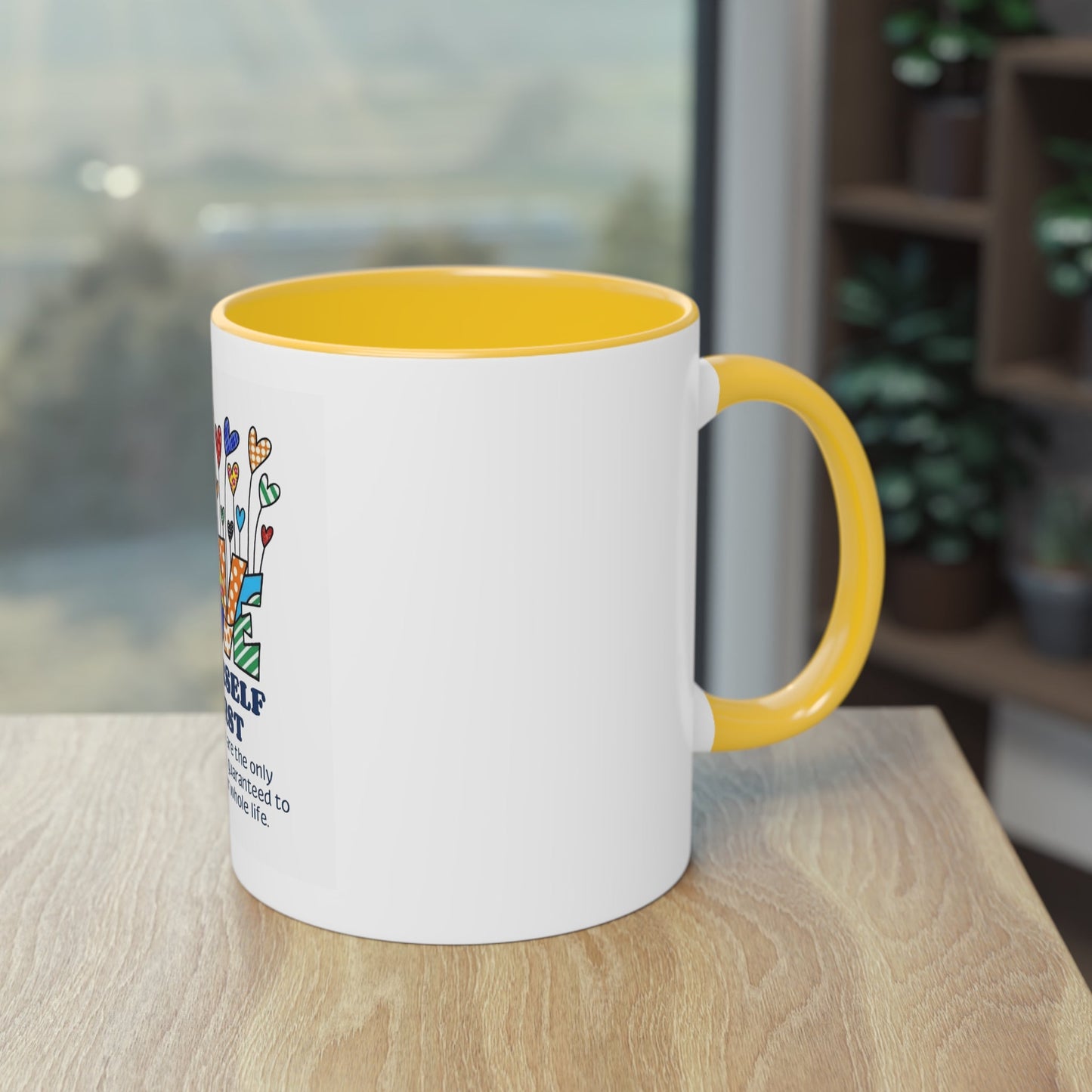 Boho Hippie Mugs for Free Spirits Inspirational Two - Tone Coffee Mug, Love Yourself First, Self - Care Gift, Motivation Mug, Affirmation Drinkware - Metamorphosis Creations