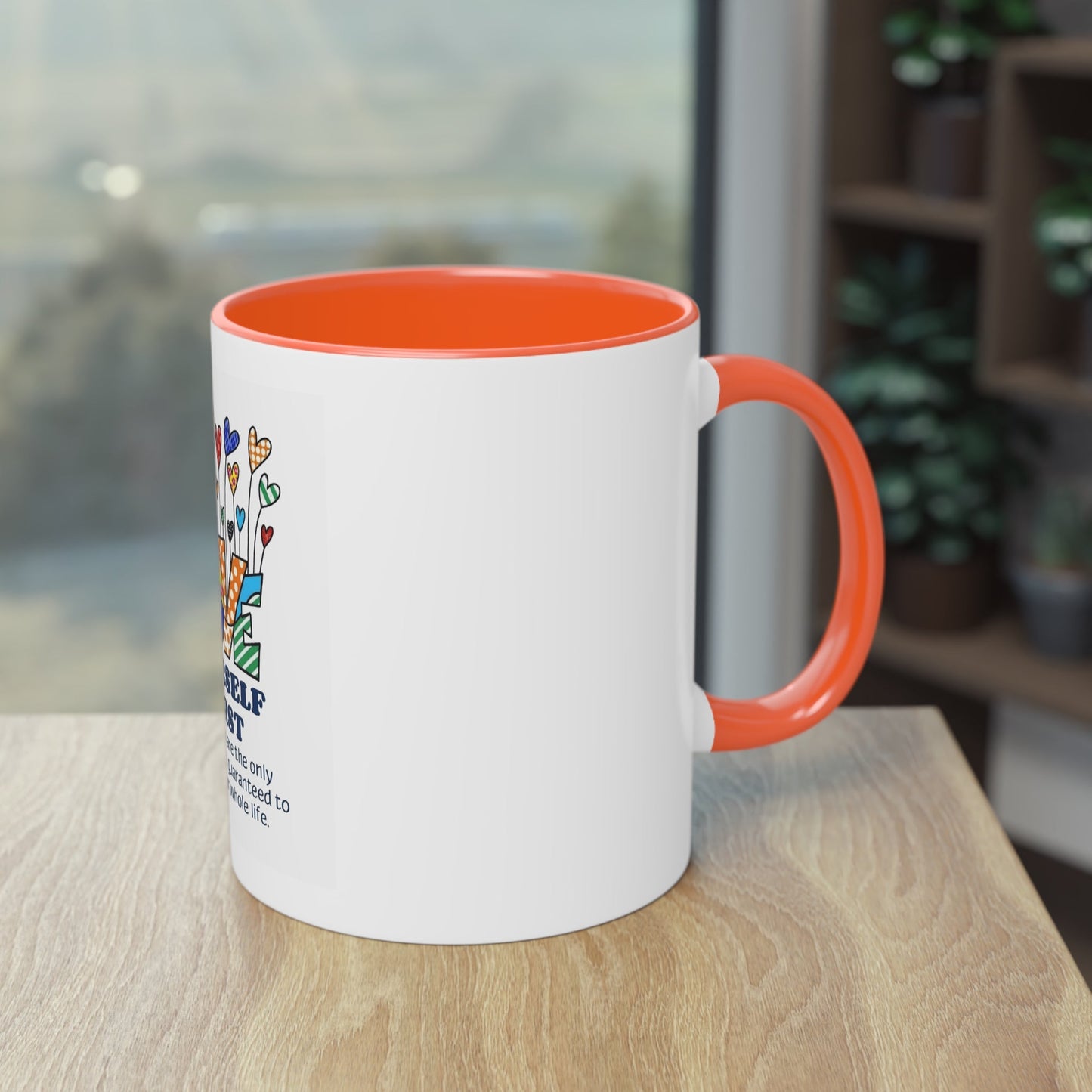 Boho Hippie Mugs for Free Spirits Inspirational Two - Tone Coffee Mug, Love Yourself First, Self - Care Gift, Motivation Mug, Affirmation Drinkware - Metamorphosis Creations