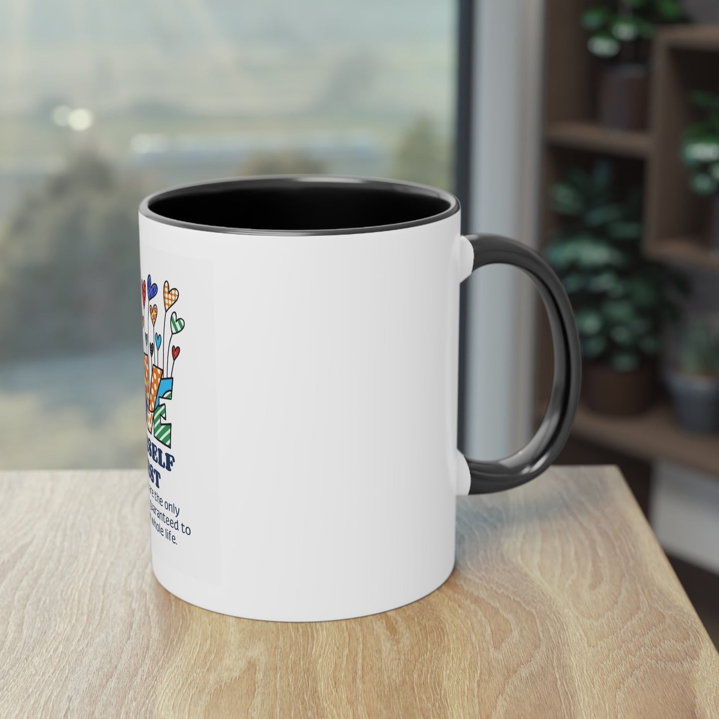 Boho Hippie Mugs for Free Spirits Inspirational Two - Tone Coffee Mug, Love Yourself First, Self - Care Gift, Motivation Mug, Affirmation Drinkware - Metamorphosis Creations
