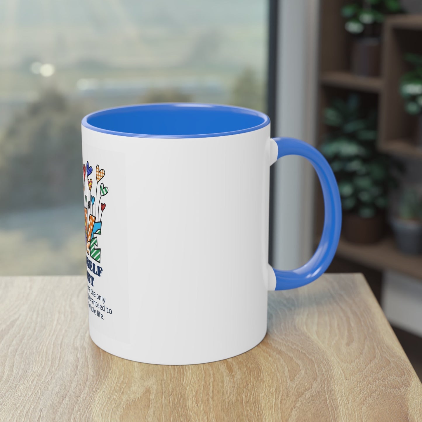 Boho Hippie Mugs for Free Spirits Inspirational Two - Tone Coffee Mug, Love Yourself First, Self - Care Gift, Motivation Mug, Affirmation Drinkware - Metamorphosis Creations