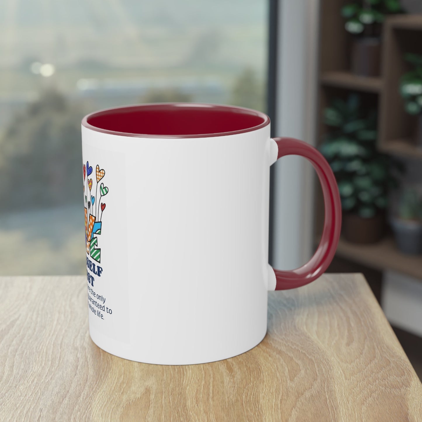 Boho Hippie Mugs for Free Spirits Inspirational Two - Tone Coffee Mug, Love Yourself First, Self - Care Gift, Motivation Mug, Affirmation Drinkware - Metamorphosis Creations