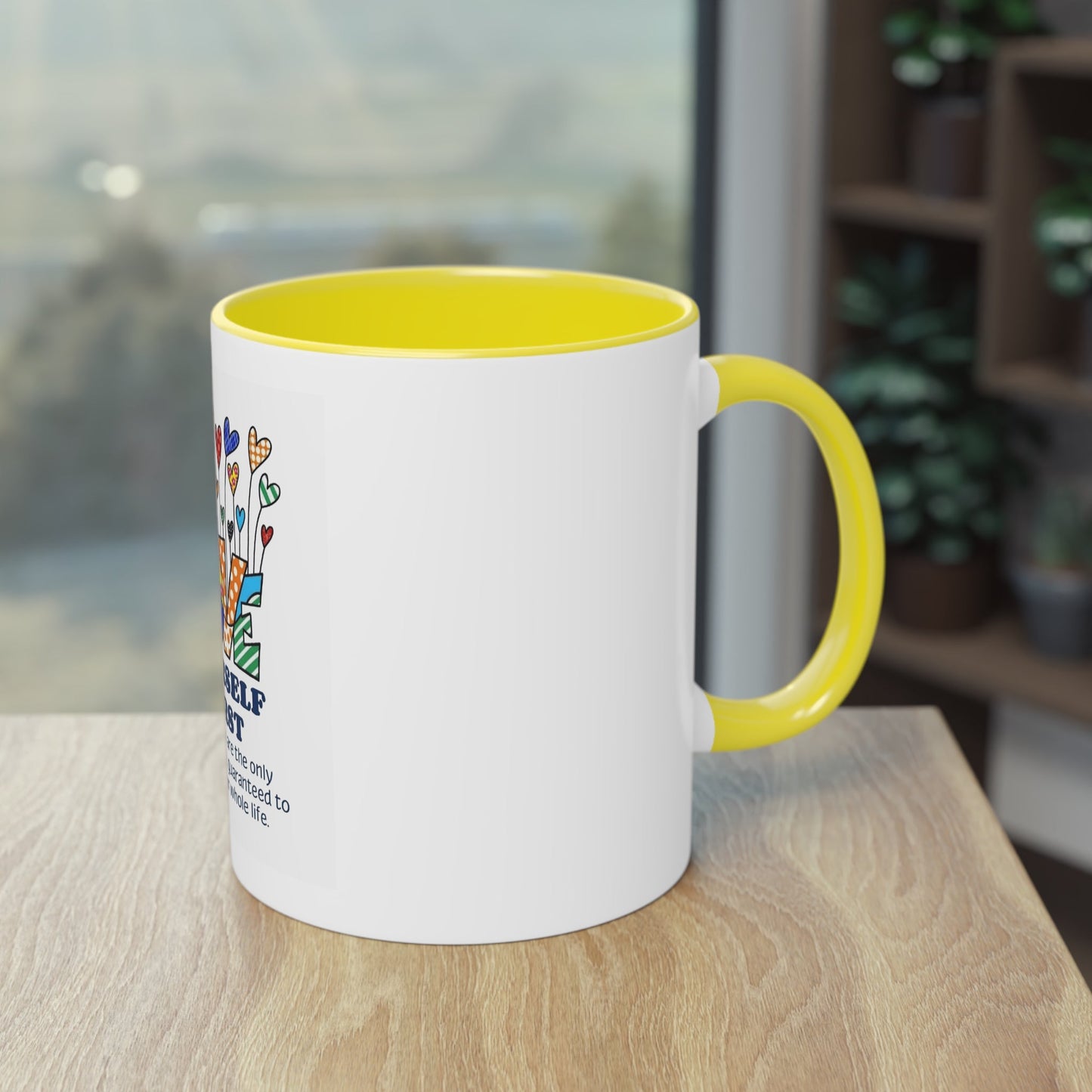 Boho Hippie Mugs for Free Spirits Inspirational Two - Tone Coffee Mug, Love Yourself First, Self - Care Gift, Motivation Mug, Affirmation Drinkware - Metamorphosis Creations