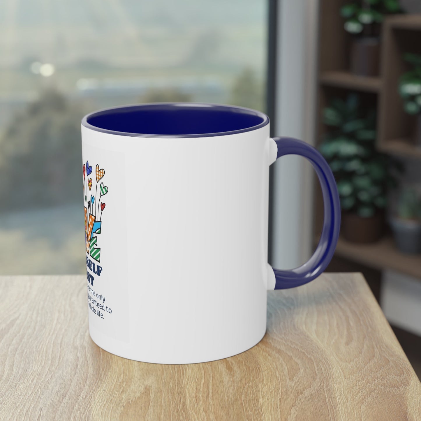 Boho Hippie Mugs for Free Spirits Inspirational Two - Tone Coffee Mug, Love Yourself First, Self - Care Gift, Motivation Mug, Affirmation Drinkware - Metamorphosis Creations