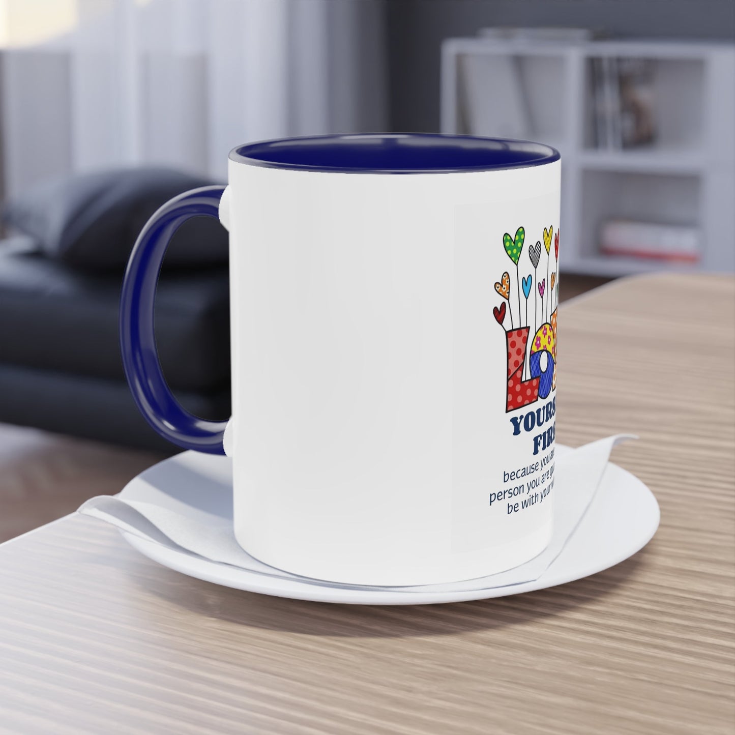 Boho Hippie Mugs for Free Spirits Inspirational Two - Tone Coffee Mug, Love Yourself First, Self - Care Gift, Motivation Mug, Affirmation Drinkware - Metamorphosis Creations