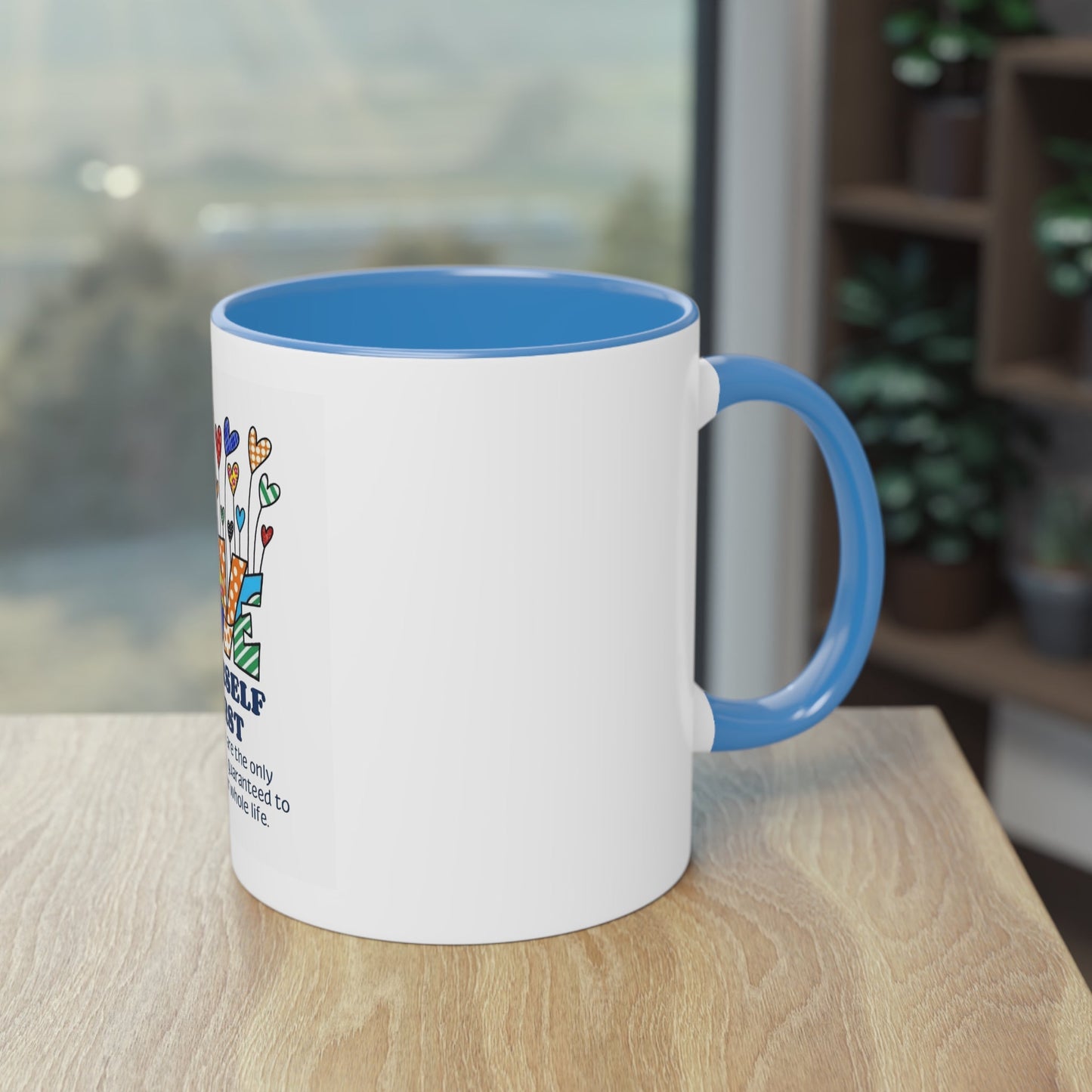 Boho Hippie Mugs for Free Spirits Inspirational Two - Tone Coffee Mug, Love Yourself First, Self - Care Gift, Motivation Mug, Affirmation Drinkware - Metamorphosis Creations