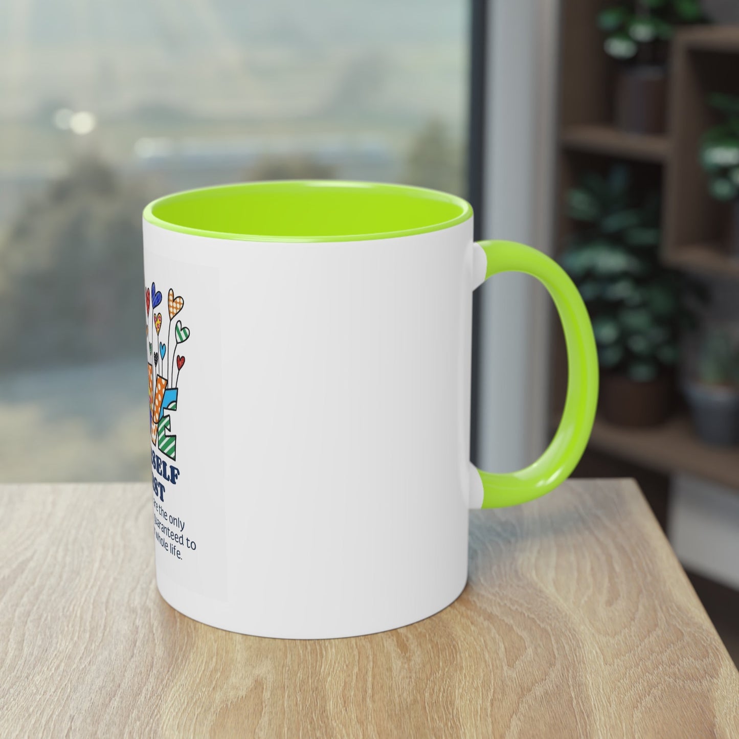 Boho Hippie Mugs for Free Spirits Inspirational Two - Tone Coffee Mug, Love Yourself First, Self - Care Gift, Motivation Mug, Affirmation Drinkware - Metamorphosis Creations