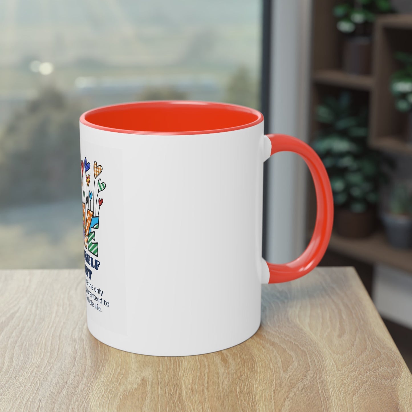 Boho Hippie Mugs for Free Spirits Inspirational Two - Tone Coffee Mug, Love Yourself First, Self - Care Gift, Motivation Mug, Affirmation Drinkware - Metamorphosis Creations