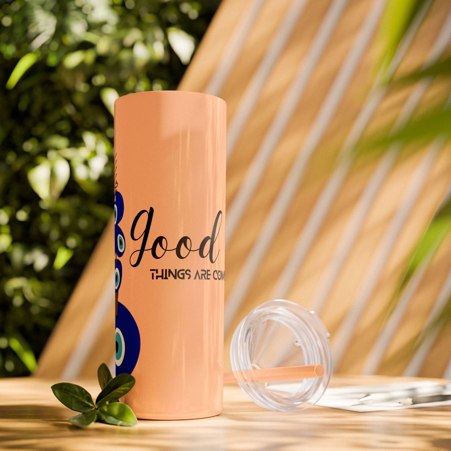 Boho Hippie Mugs for Free Spirits Skinny Tumbler with Straw, 20oz - Metamorphosis Creations