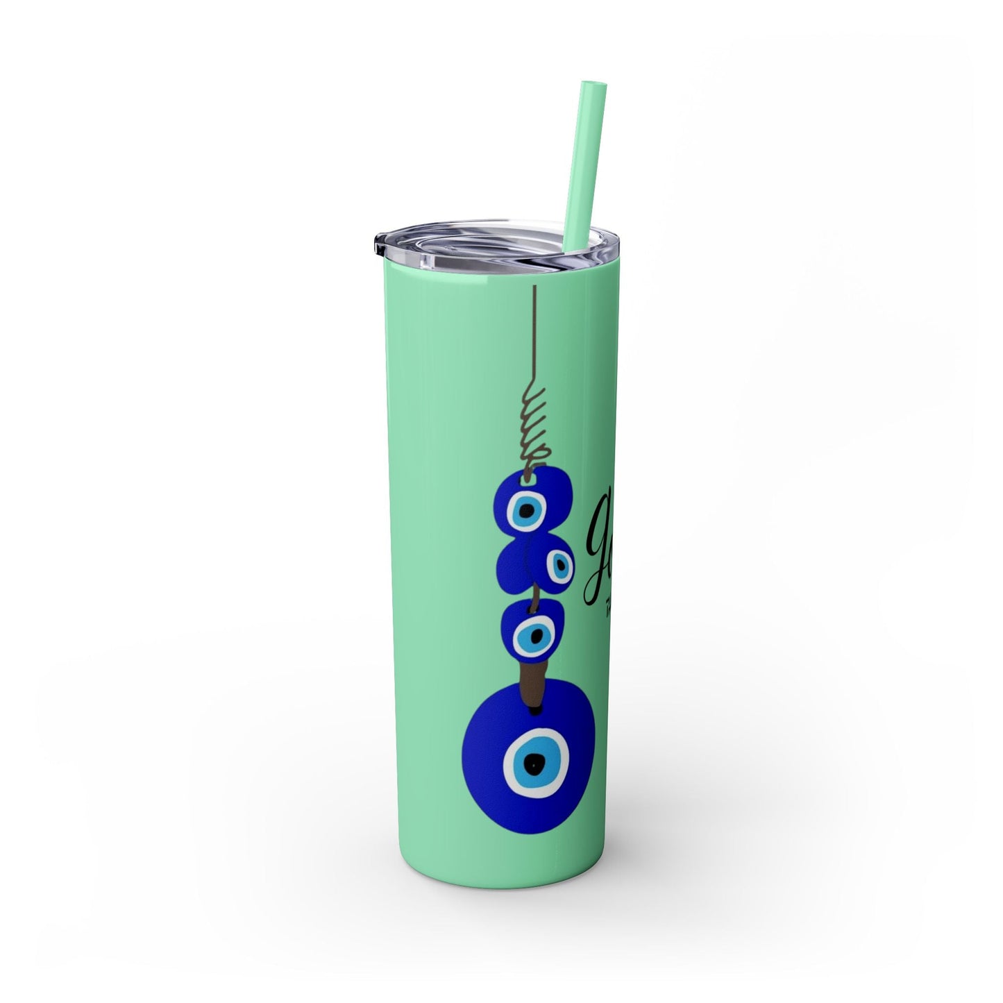 Boho Hippie Mugs for Free Spirits Skinny Tumbler with Straw, 20oz - Metamorphosis Creations