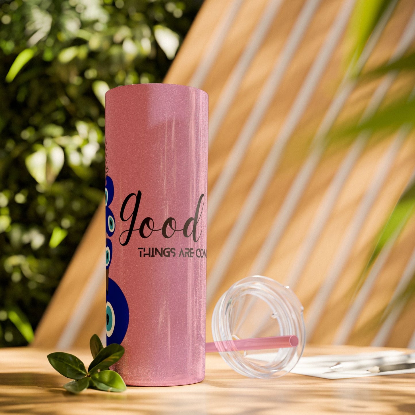 Boho Hippie Mugs for Free Spirits Skinny Tumbler with Straw, 20oz - Metamorphosis Creations