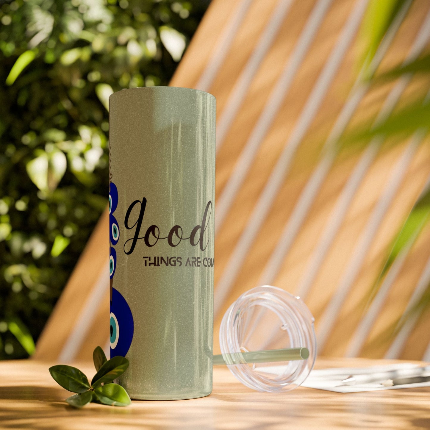 Boho Hippie Mugs for Free Spirits Skinny Tumbler with Straw, 20oz - Metamorphosis Creations