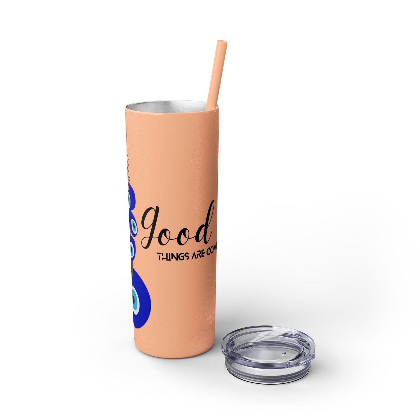 Boho Hippie Mugs for Free Spirits Skinny Tumbler with Straw, 20oz - Metamorphosis Creations