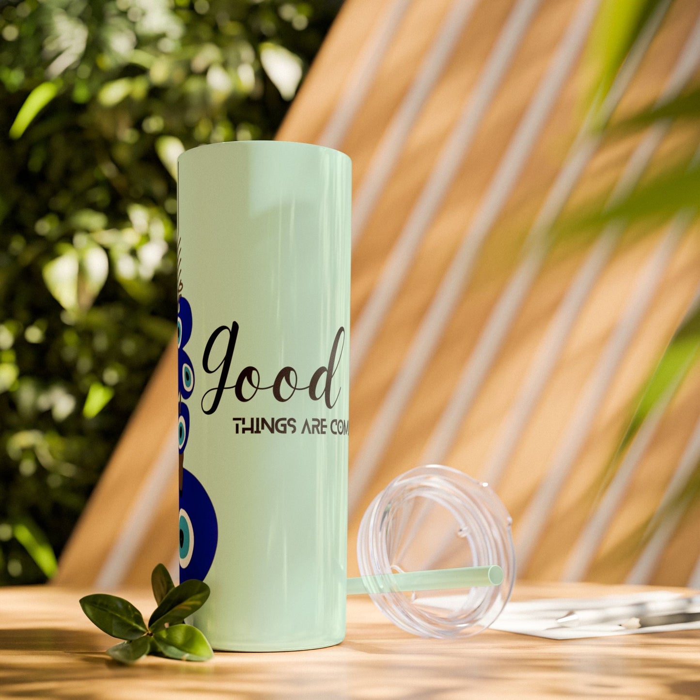 Boho Hippie Mugs for Free Spirits Skinny Tumbler with Straw, 20oz - Metamorphosis Creations