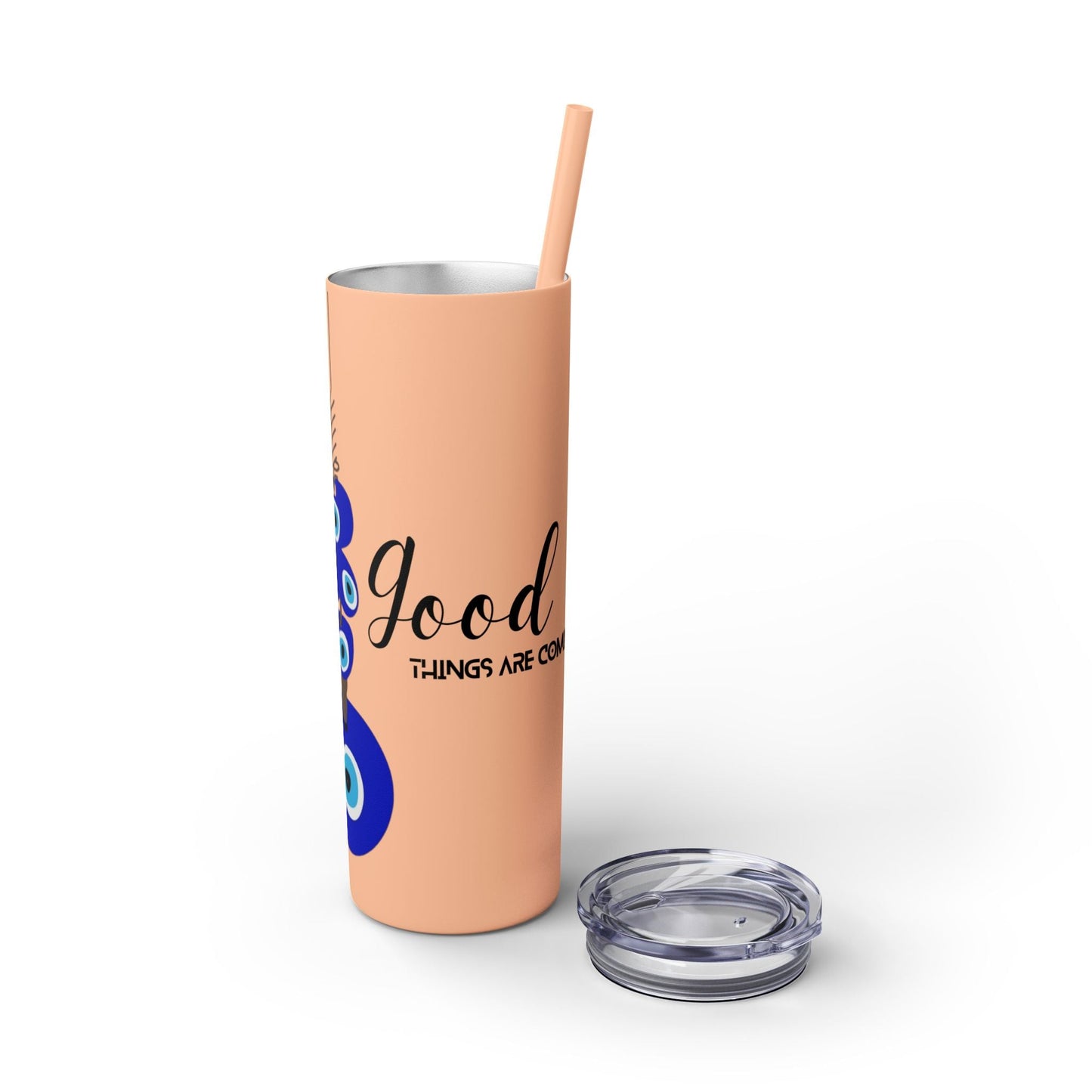 Boho Hippie Mugs for Free Spirits Skinny Tumbler with Straw, 20oz - Metamorphosis Creations