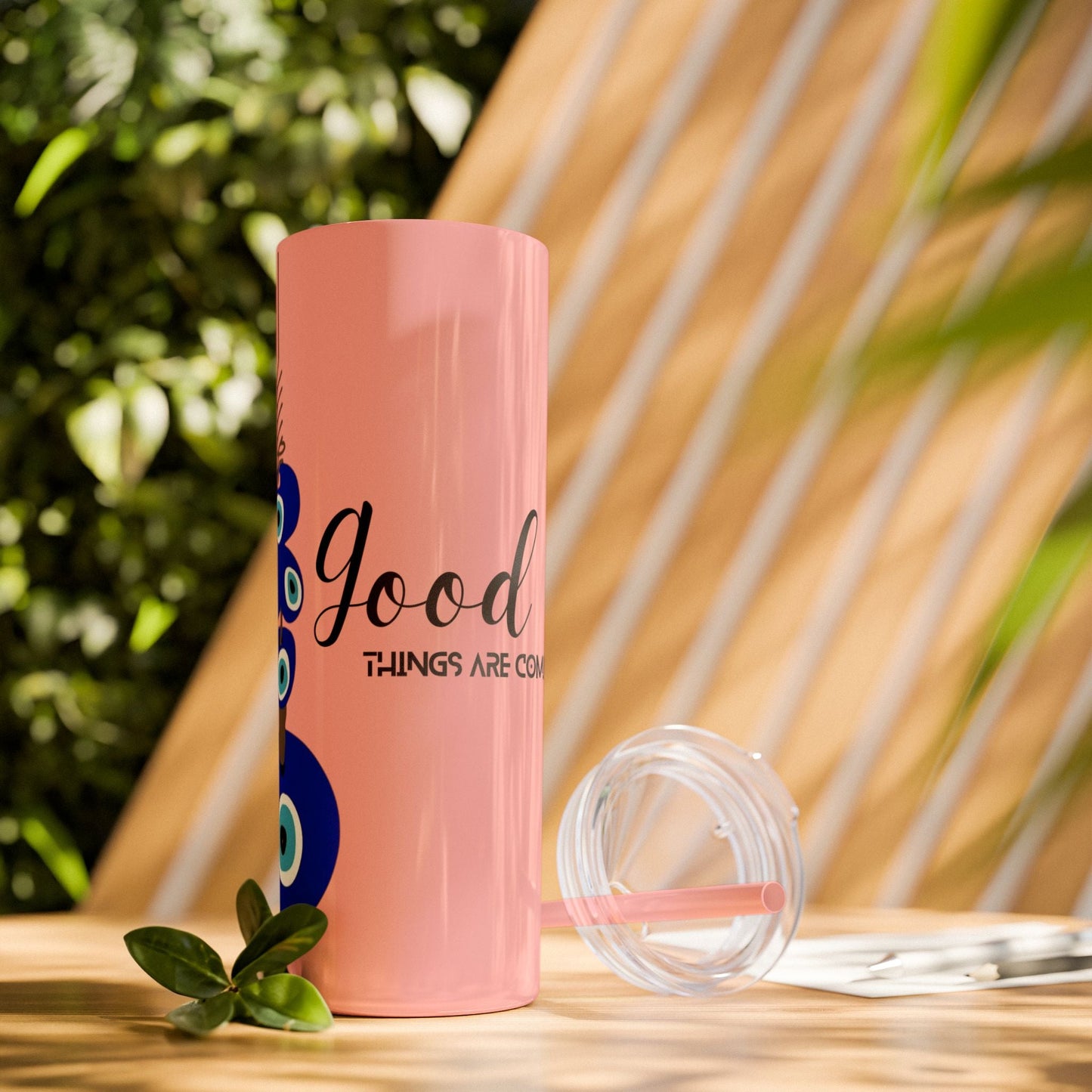 Boho Hippie Mugs for Free Spirits Skinny Tumbler with Straw, 20oz - Metamorphosis Creations