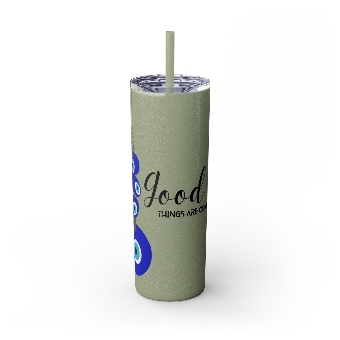 Boho Hippie Mugs for Free Spirits Skinny Tumbler with Straw, 20oz - Metamorphosis Creations