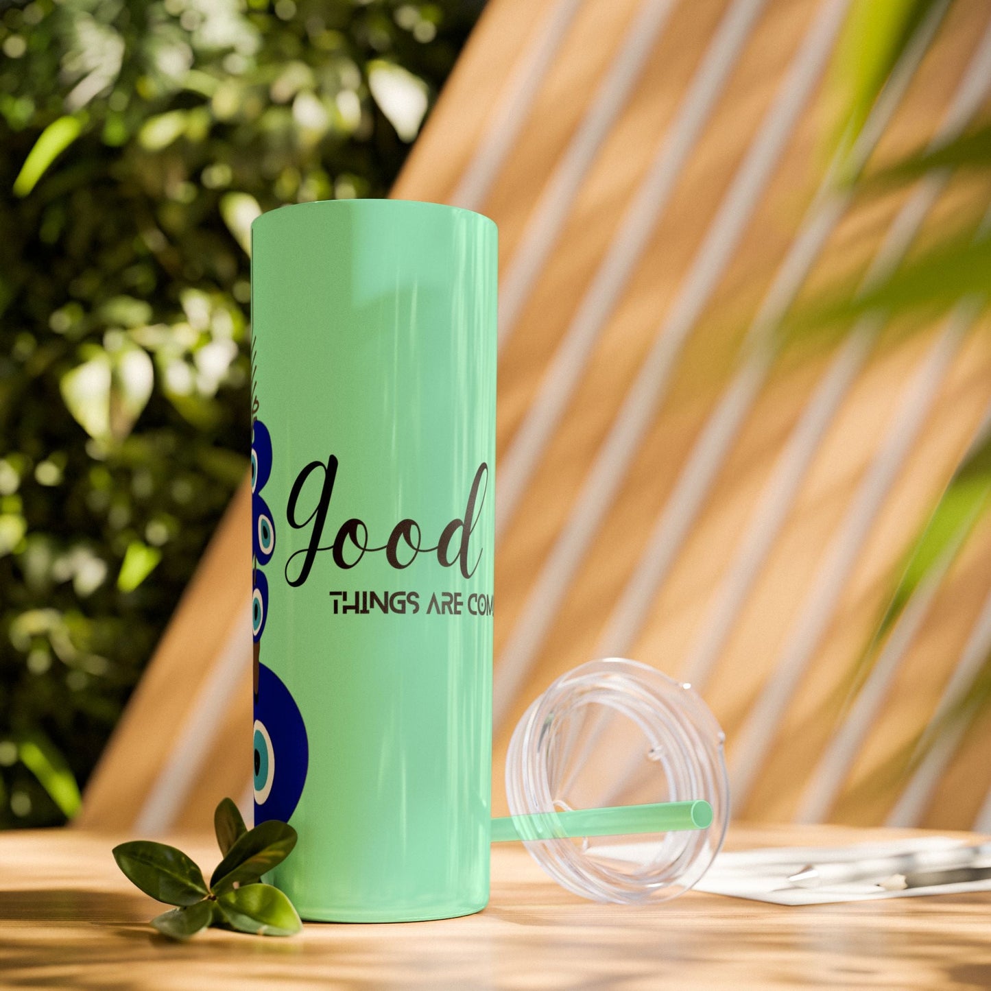 Boho Hippie Mugs for Free Spirits Skinny Tumbler with Straw, 20oz - Metamorphosis Creations