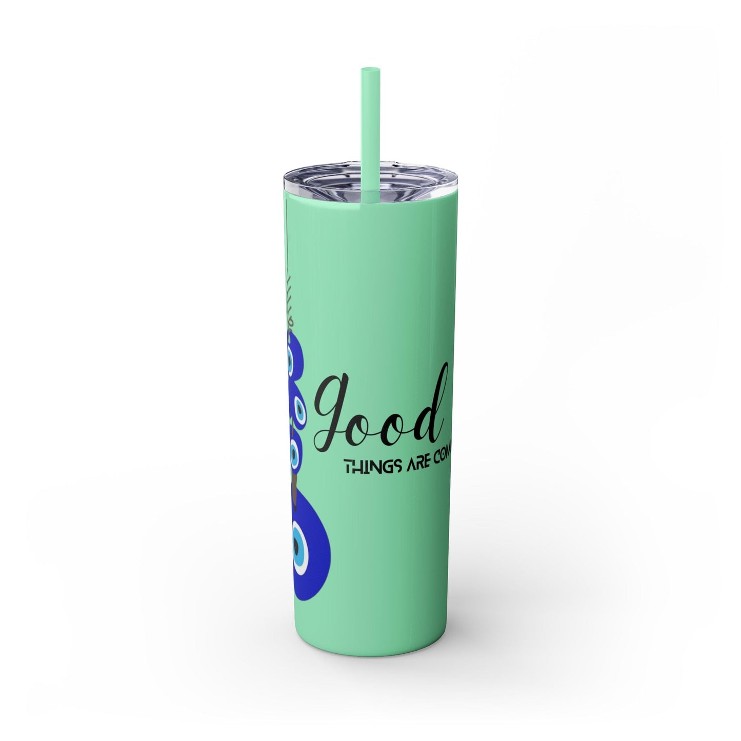 Boho Hippie Mugs for Free Spirits Skinny Tumbler with Straw, 20oz - Metamorphosis Creations
