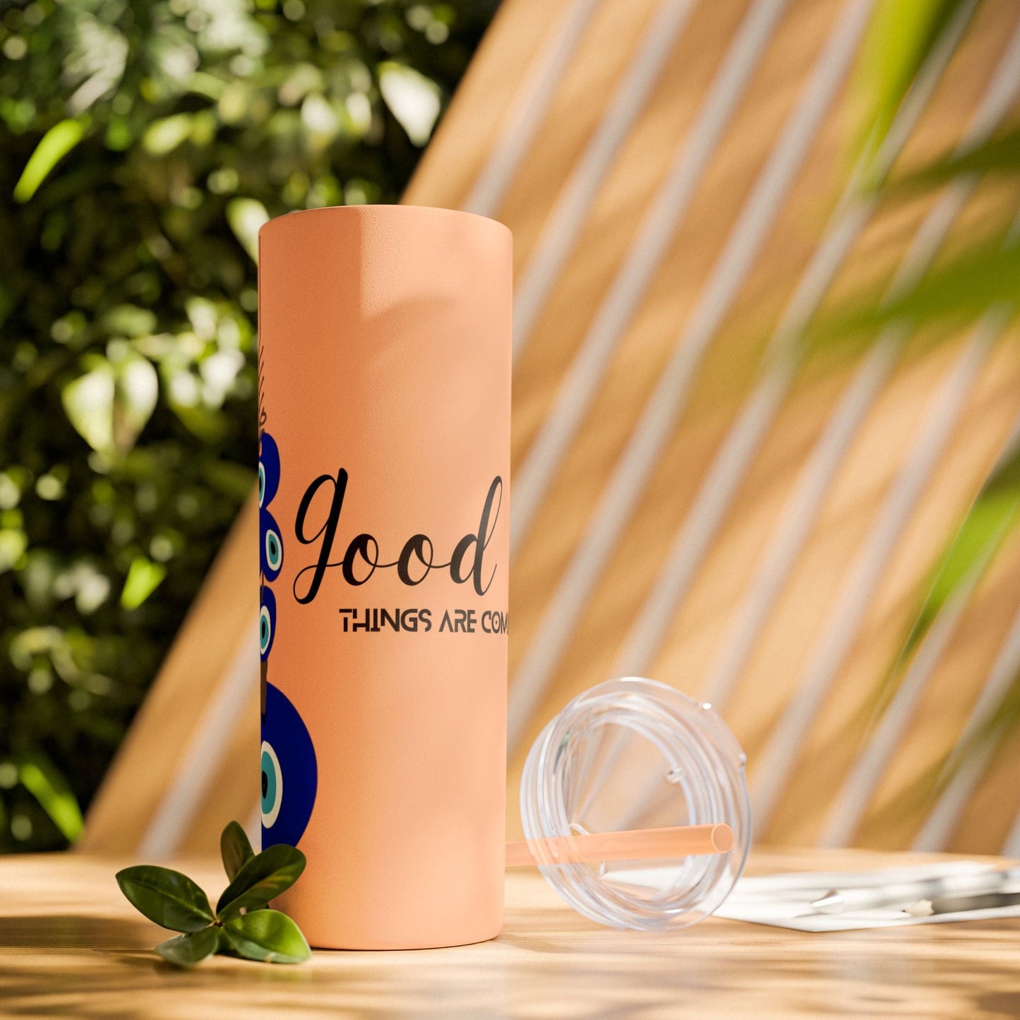 Boho Hippie Mugs for Free Spirits Skinny Tumbler with Straw, 20oz - Metamorphosis Creations
