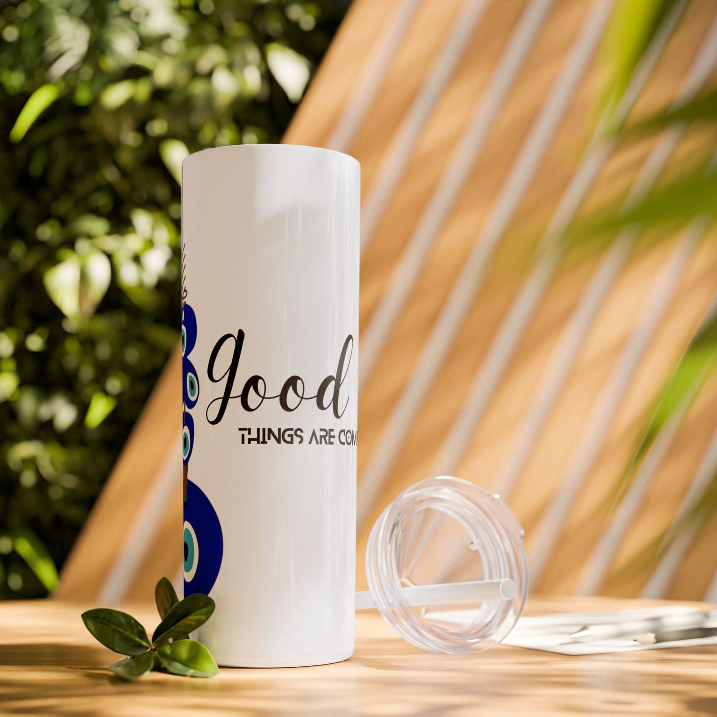 Boho Hippie Mugs for Free Spirits Skinny Tumbler with Straw, 20oz - Metamorphosis Creations