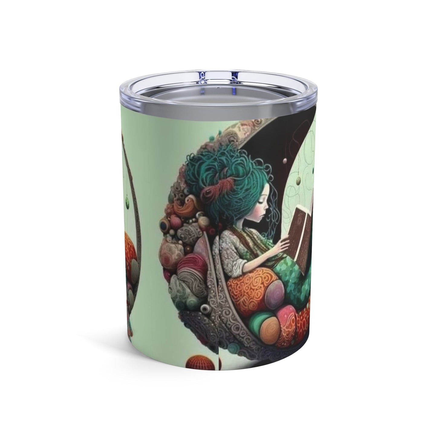 BOHO Moonlit Reader Tumbler, Coffee Cup, Girl on Moon, Space Lover Gift, Bookworm Tumbler, Reading Gift - Metamorphosis Creations