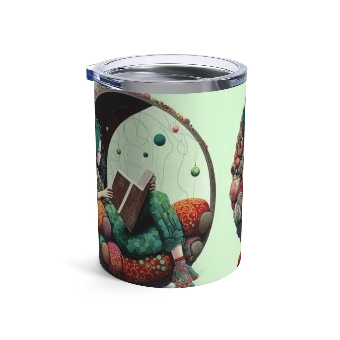 BOHO Moonlit Reader Tumbler, Coffee Cup, Girl on Moon, Space Lover Gift, Bookworm Tumbler, Reading Gift - Metamorphosis Creations