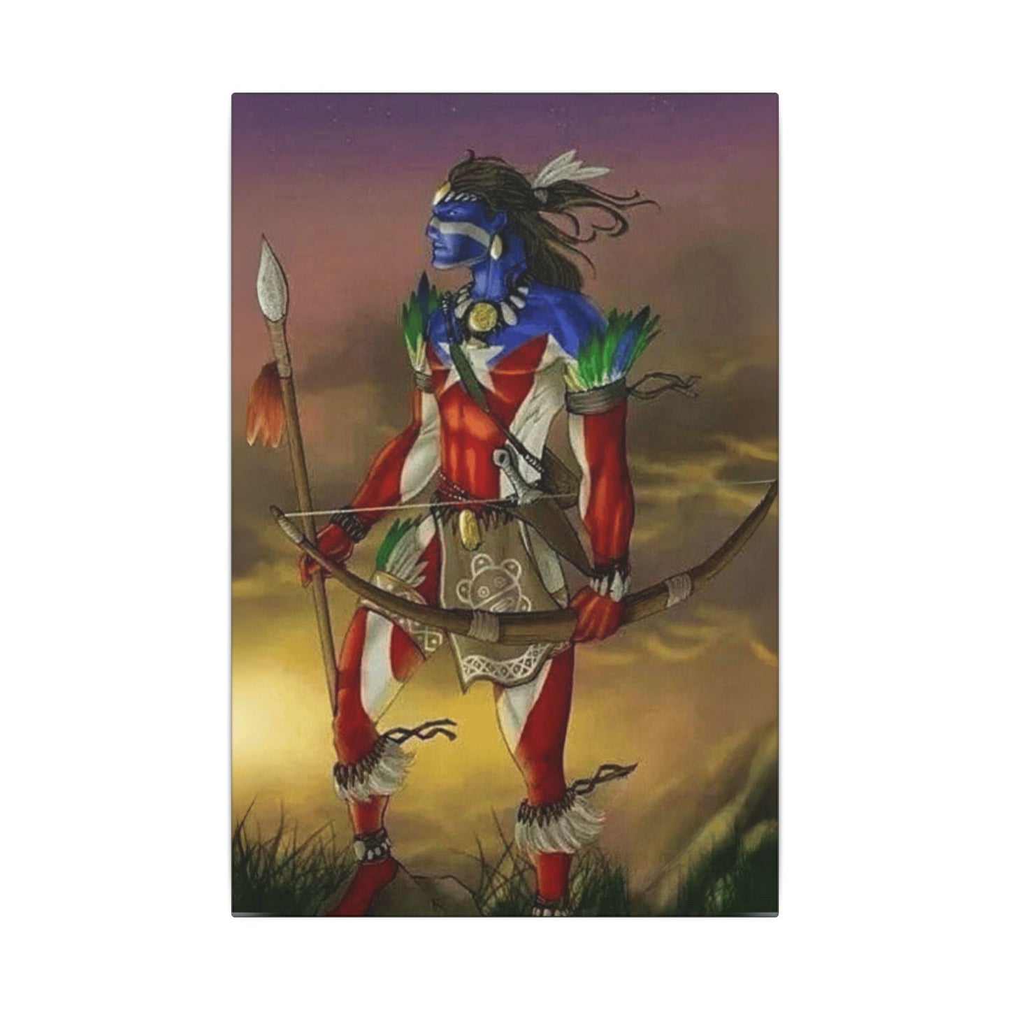 Borikén Rooted in Culture, Radiating Power Tribal Puerto Rico Warrior Canvas Art, Taino Wall Decor, Boho, Unique Gift for Collectors, Cultural Prints - Metamorphosis Creations