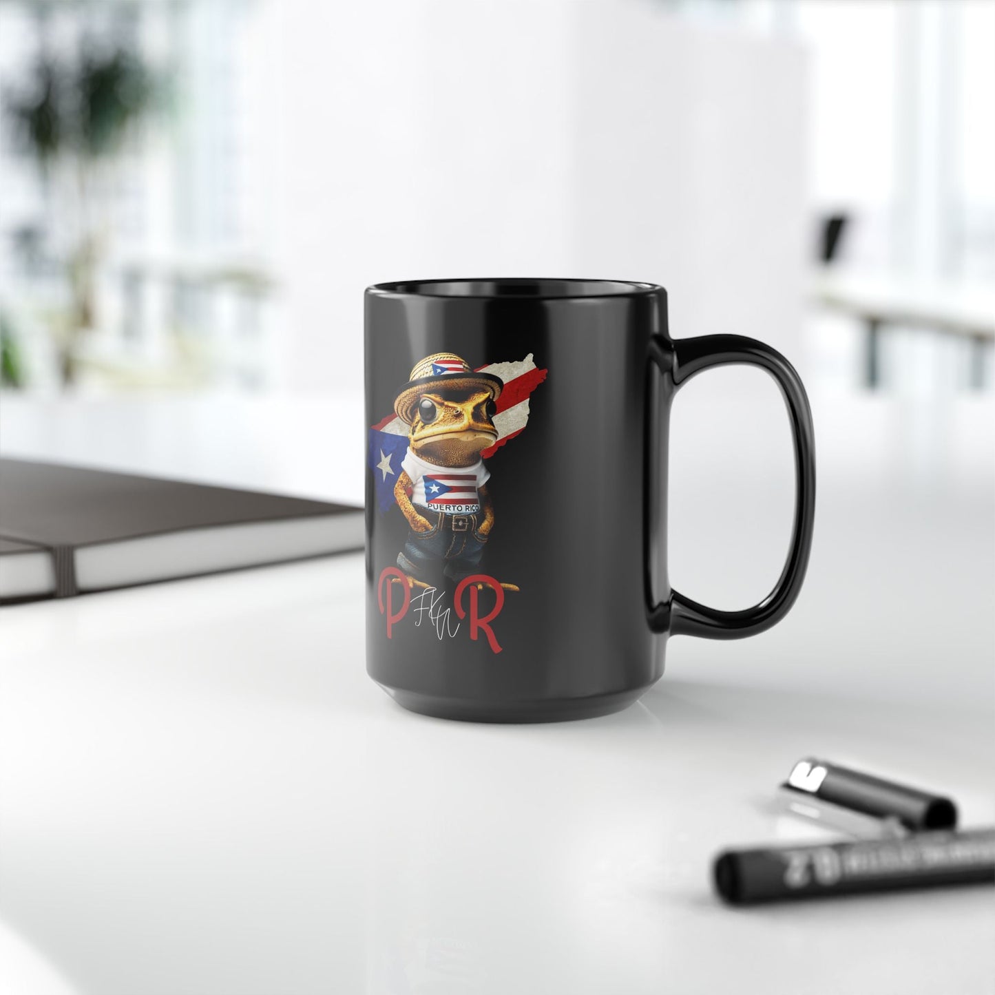 Café con Boricua: Puerto Rico - Themed Mugs & Cups Unique Designs Black Mug, 15oz - Metamorphosis Creations
