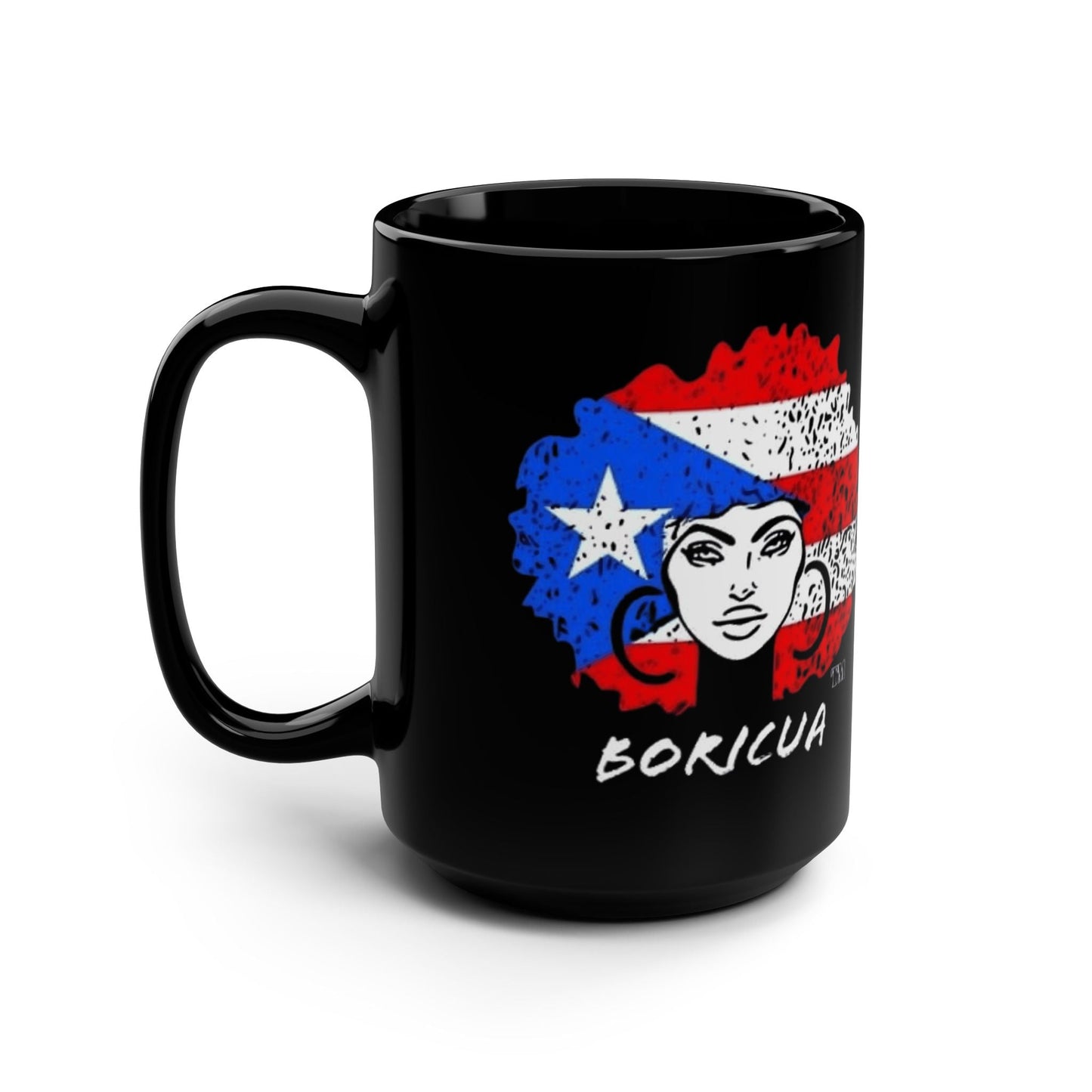 Café con Leche Boricua Puerto Rico Themed Mugs & Cups Black Mug, 15oz - Metamorphosis Creations