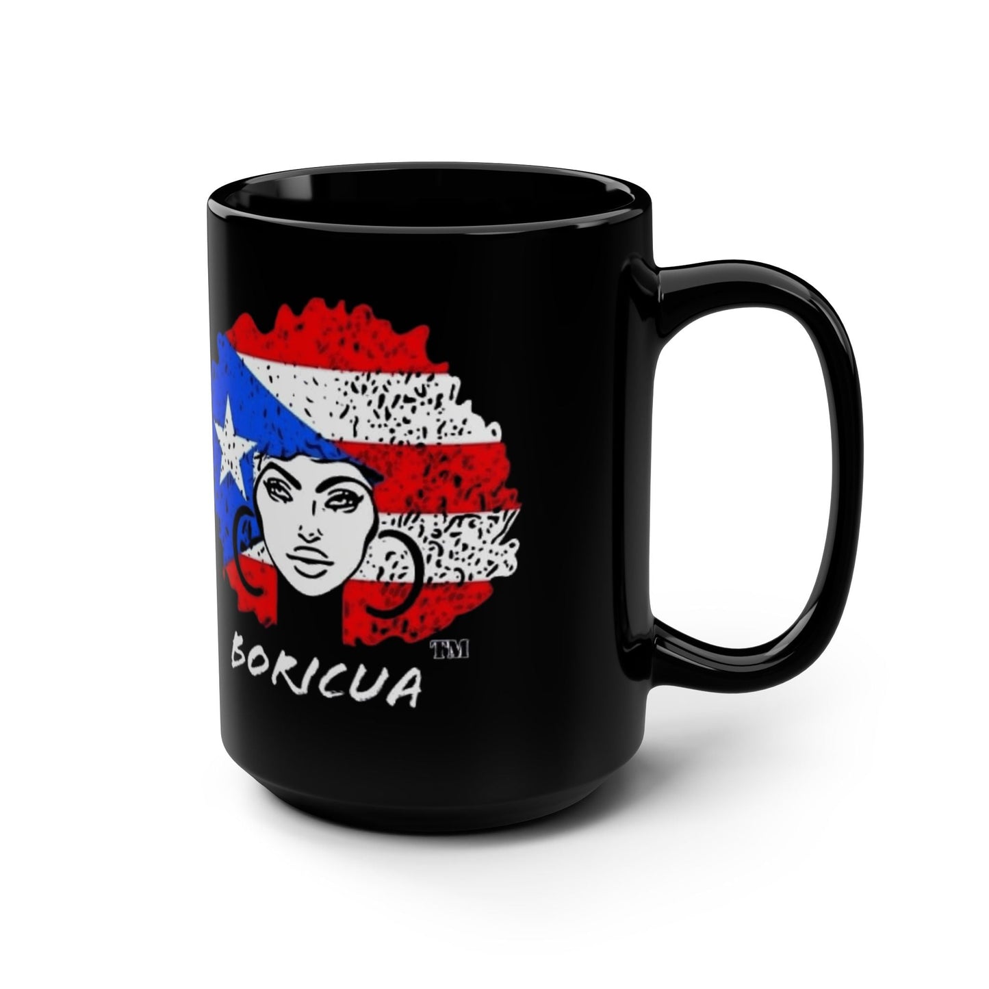 Café con Leche Boricua Puerto Rico Themed Mugs & Cups Black Mug, 15oz - Metamorphosis Creations
