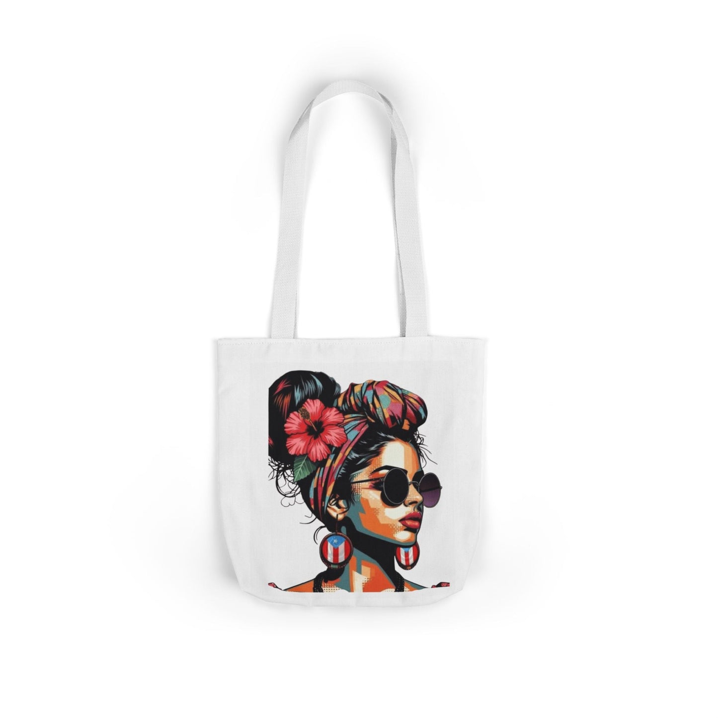Carry Your Culture – Puerto Rican Pride in Every Step Chic Canvas Tote Bag - Stylish Floral Portrait, Trendy Beach Carryall, Mother's Day Gift, Everyday Shopper, Art Lovers Essential - Metamorphosis Creations