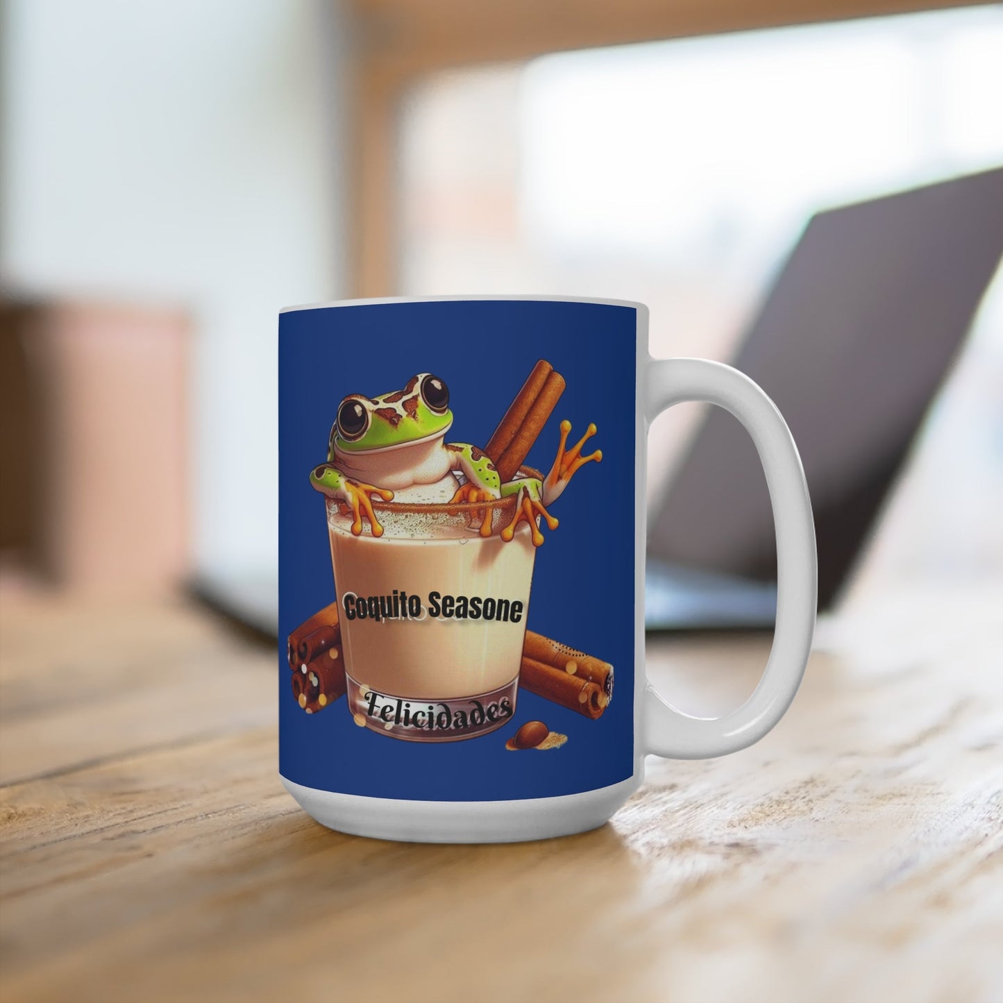 Coquito Season Mug - Fun Holiday Coffee Cup, Cute Frog Design, Ceramic Mug for Christmas, Winter Celebrations, Gift for Friends - Metamorphosis Creations