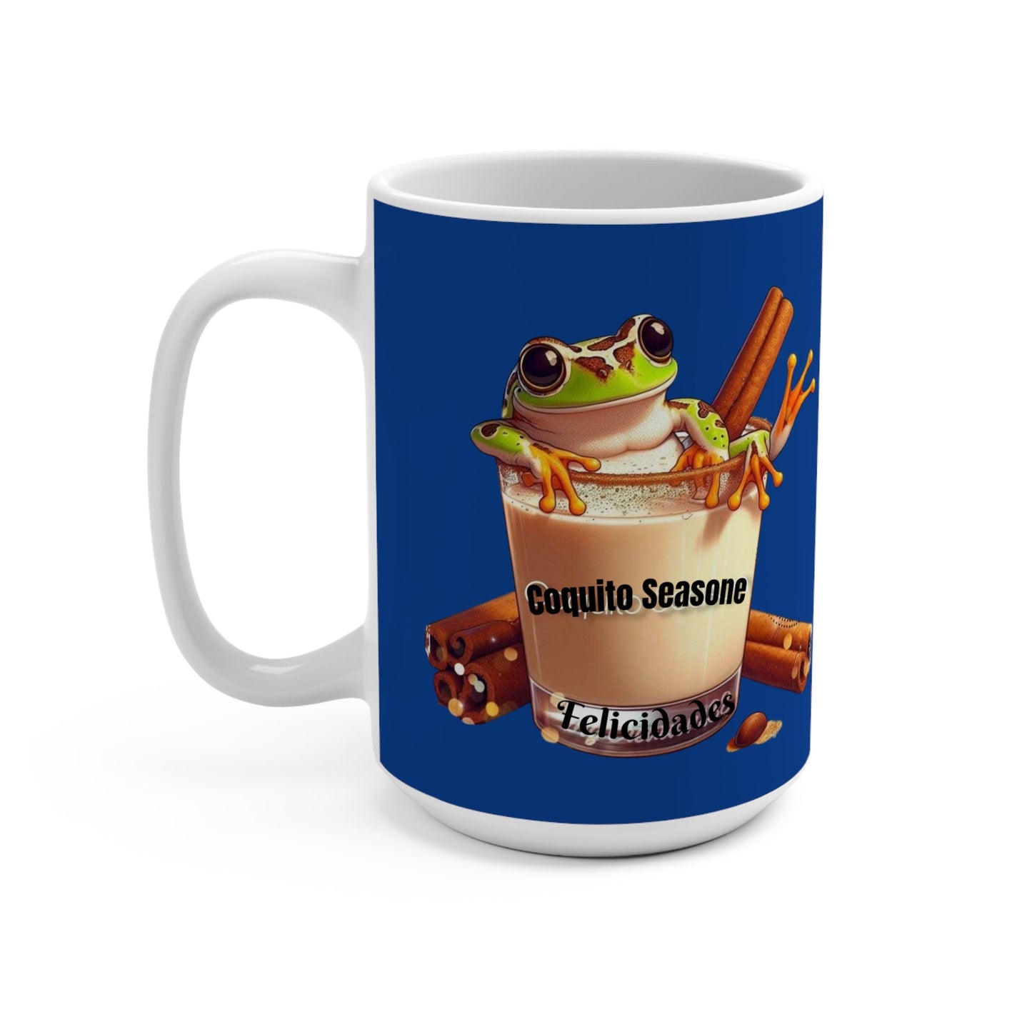 Coquito Season Mug - Fun Holiday Coffee Cup, Cute Frog Design, Ceramic Mug for Christmas, Winter Celebrations, Gift for Friends - Metamorphosis Creations