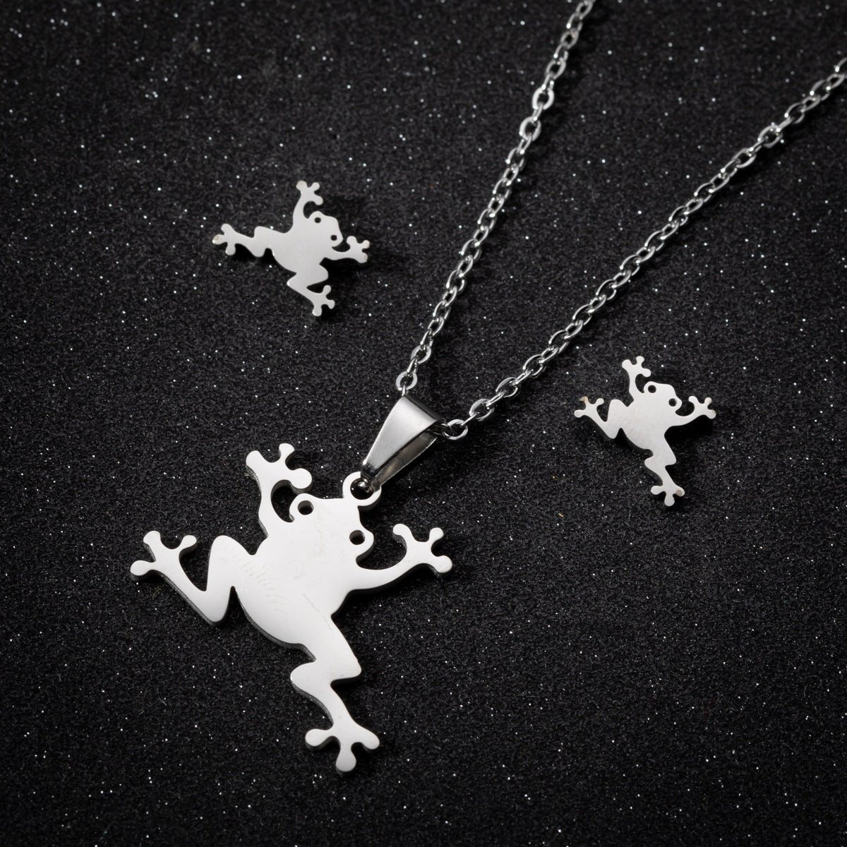 Creative Mori Cartoon Frog Earrings Necklace Jewelry Suit - Metamorphosis Creations