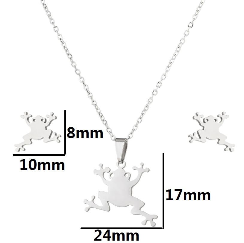 Creative Mori Cartoon Frog Earrings Necklace Jewelry Suit - Metamorphosis Creations