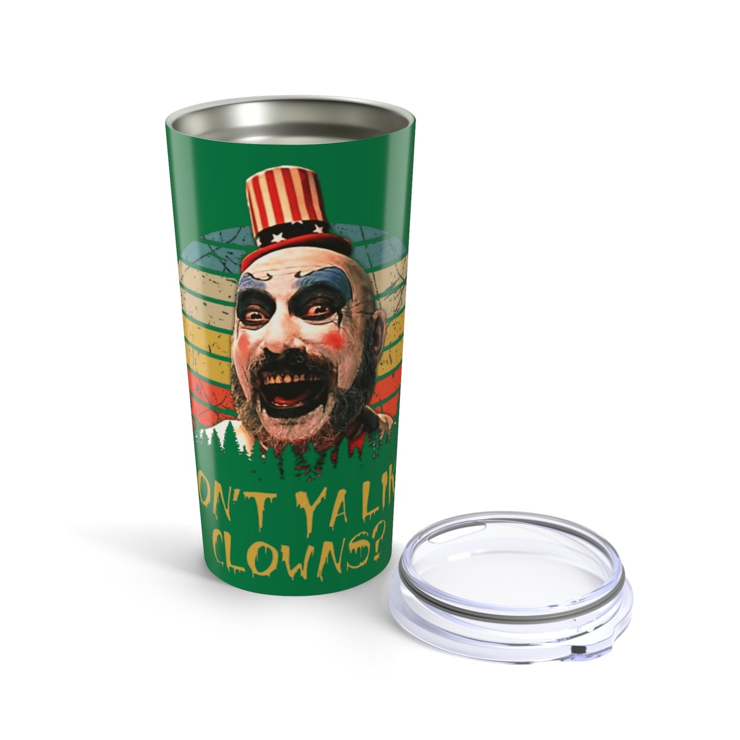 Creepy Clown Tumbler 20oz, Halloween Drinkware, Spooky Travel Mug, Unique Gift for Clown Lovers, Funny Party Accessory - Metamorphosis Creations
