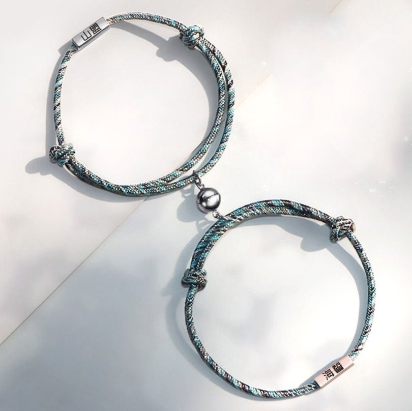 Customized Name Bracelet Pledge of Eternal Love Magnet Attracts Each Other Staniless Steel Couples Bracelet - Metamorphosis Creations