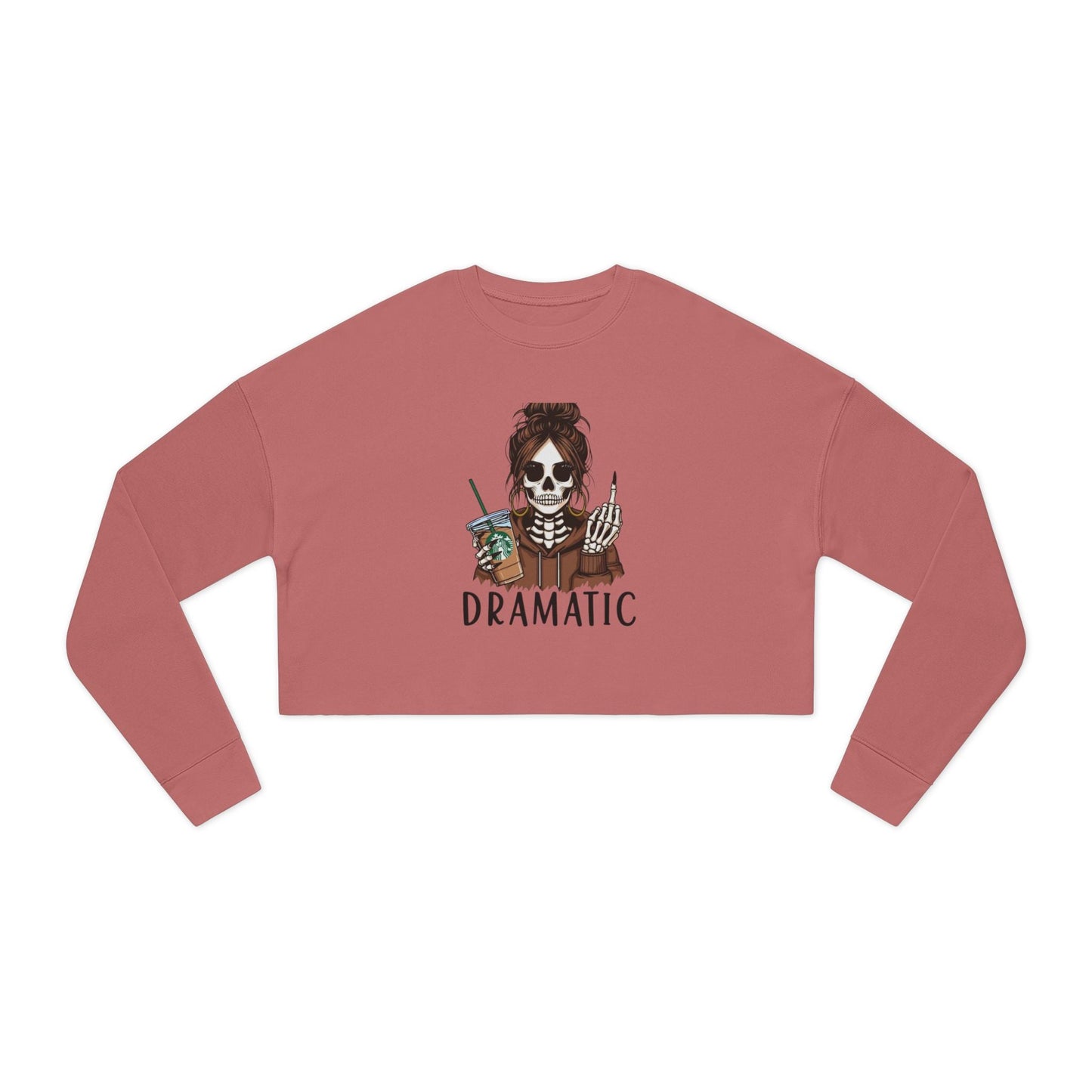 Dramatic Skeleton Cropped Sweatshirt - Trendy Apparel for Artists, Halloween Fashion, Casual Wear, Gifts for Creatives, Fall Style - Metamorphosis Creations